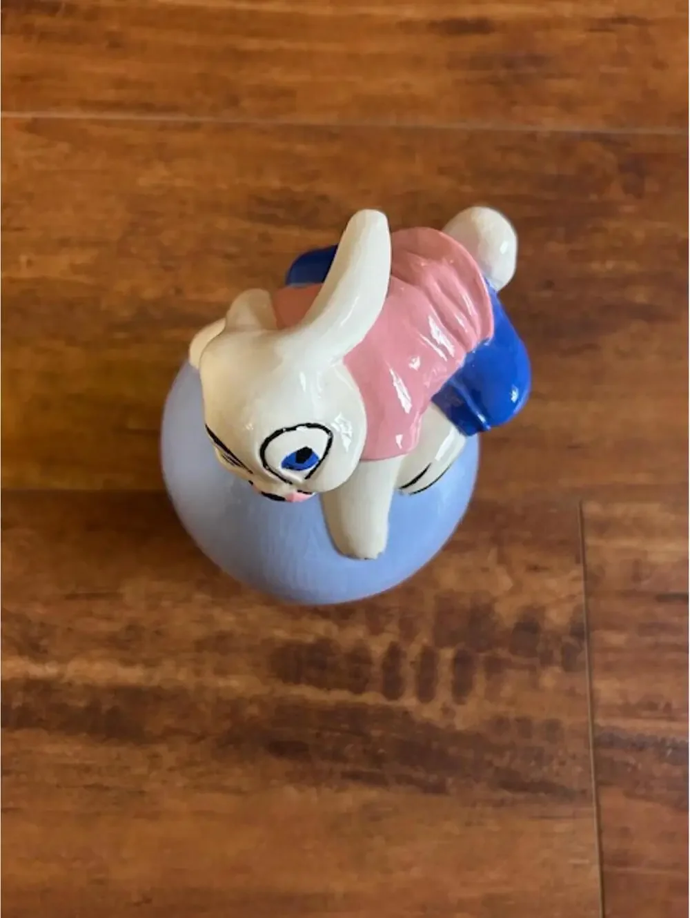 Vintage Ceramic Bunny on Lavender Egg Trinket Box